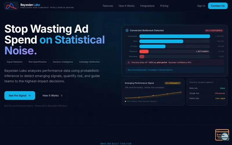 Screenshot of Bayesian Labs
