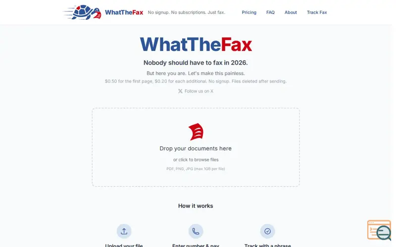 Screenshot of WhatTheFax