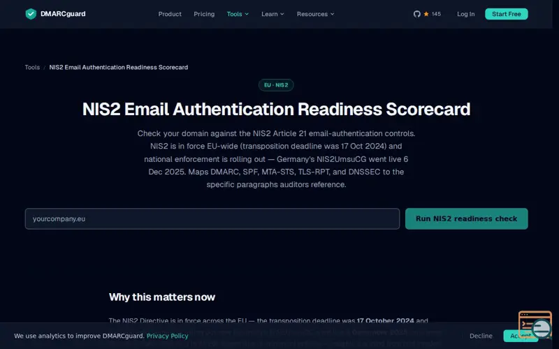 Screenshot of NIS2 Readiness Check