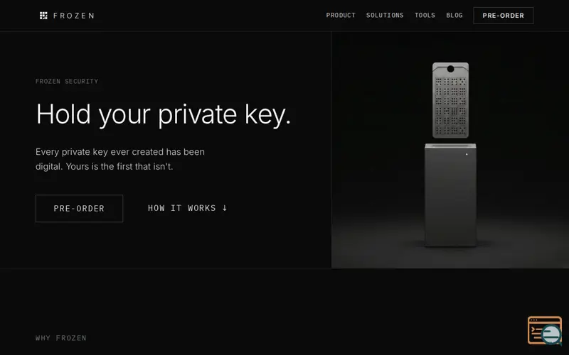 Screenshot of Frozen Security, a launch using Gatsby