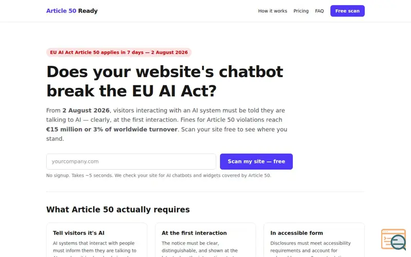 Screenshot of Article 50 Ready, a launch using SmolLaunch