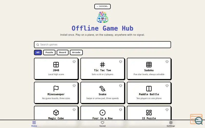 Screenshot of Offline Game Hub — Play without wifi