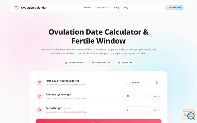 Screenshot of Ovulation Calendar