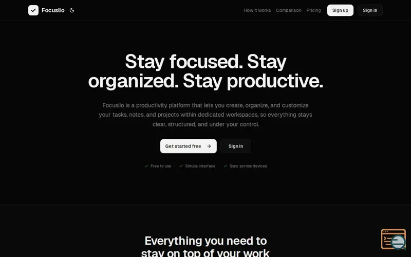 Screenshot of Focuslio