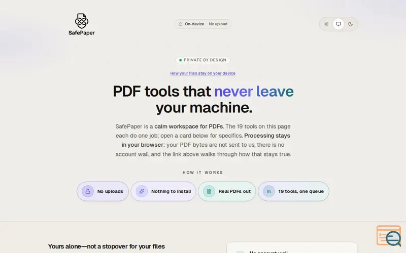 Screenshot of SafePaper