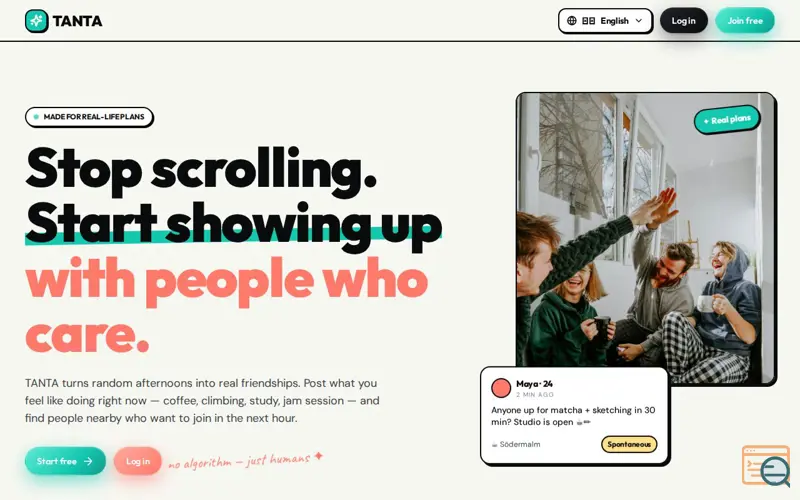 Screenshot of TANTA · Real plans. Real people.