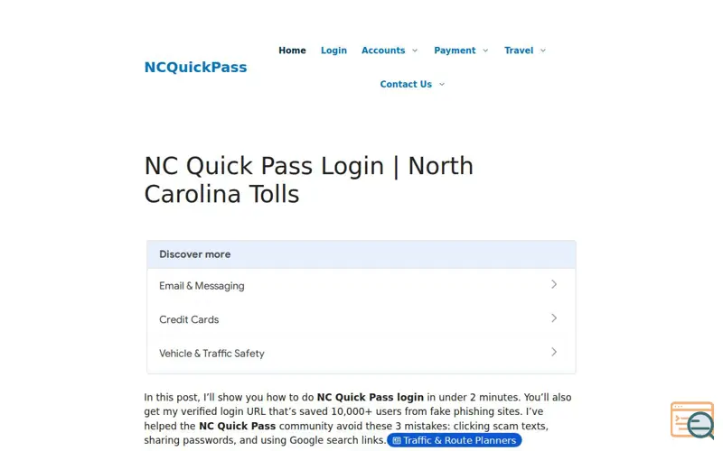 Screenshot of NCQuickPass, a launch using Contact Form 7