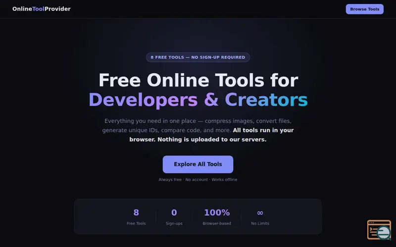 Screenshot of OnlineToolProvider