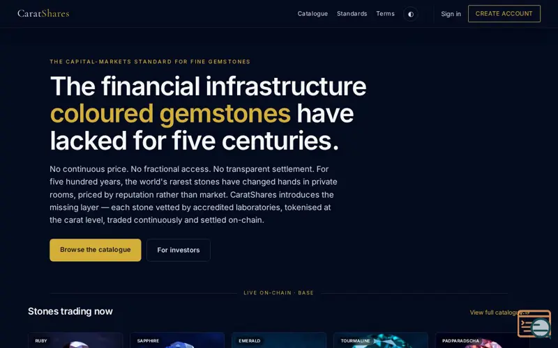 Screenshot of CaratShares