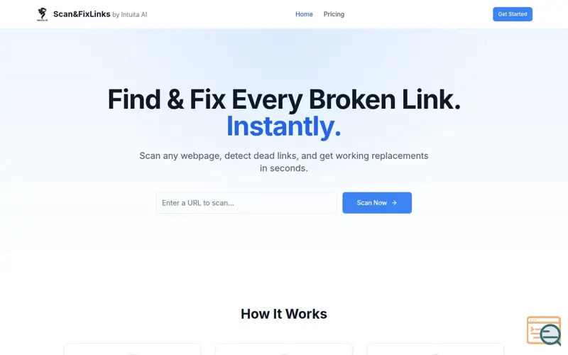 Screenshot of IntuitaAI Scan&FixLink Web App