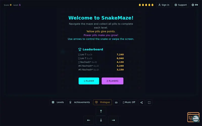 Screenshot of SnakeMaze - Classic Arcade Snake Game