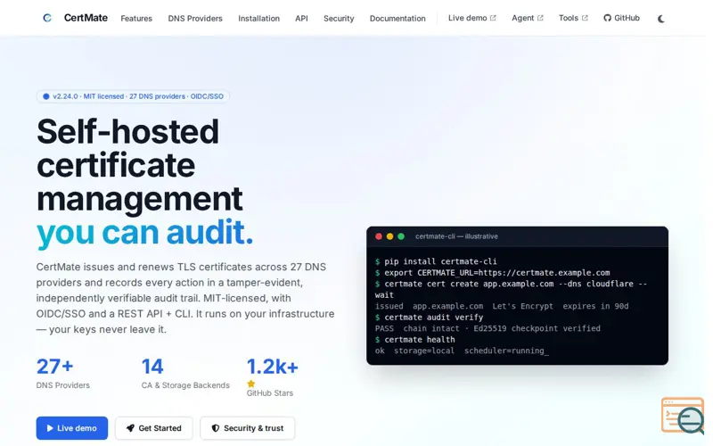 Screenshot of CertMate