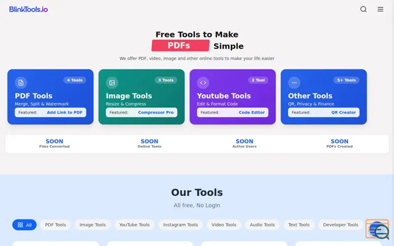 Screenshot of BlinkTools.io