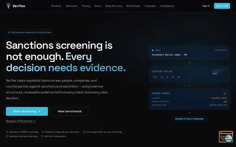 Screenshot of Verifex