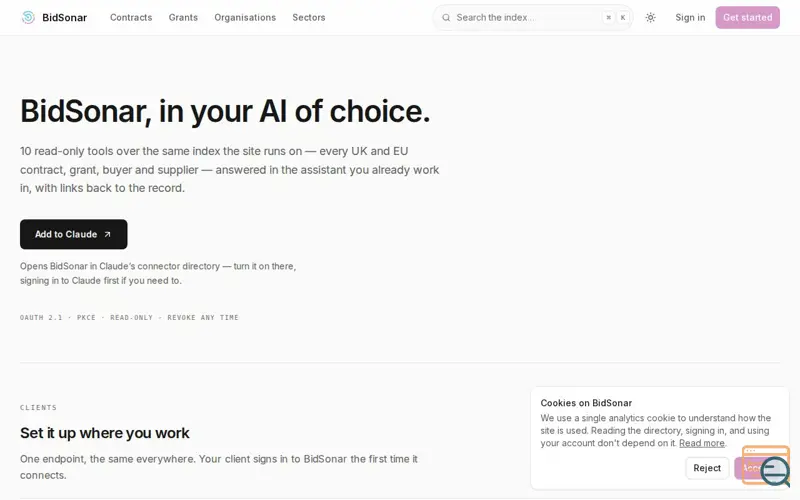 Screenshot of BidSonar