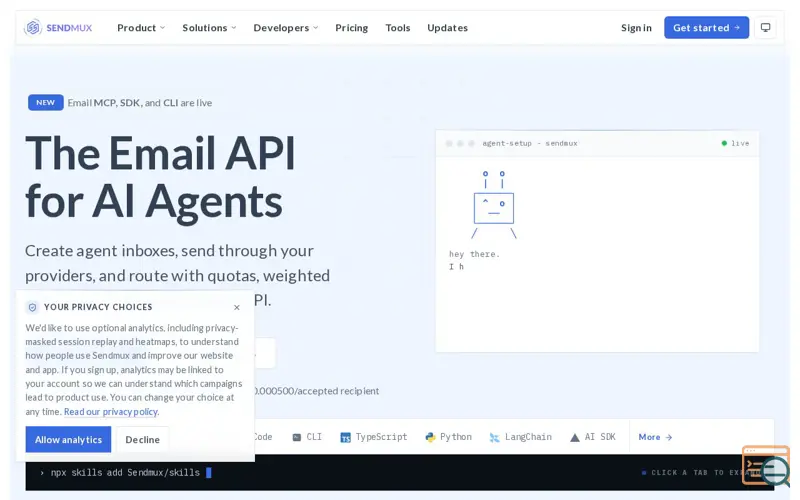 Screenshot of Sendmux