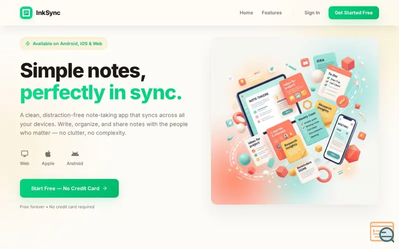 Screenshot of Ink Sync Notes & Checklist