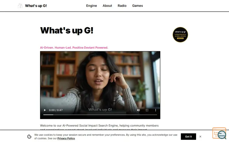 Screenshot of What's up G!
