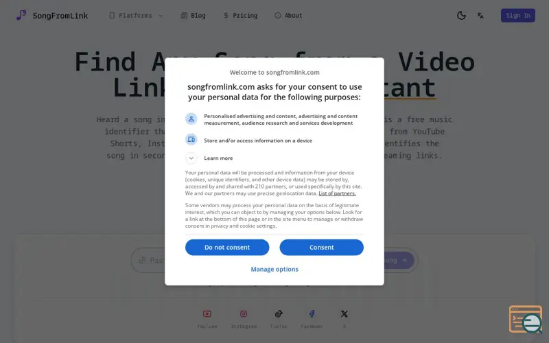 Screenshot of SongFromLink