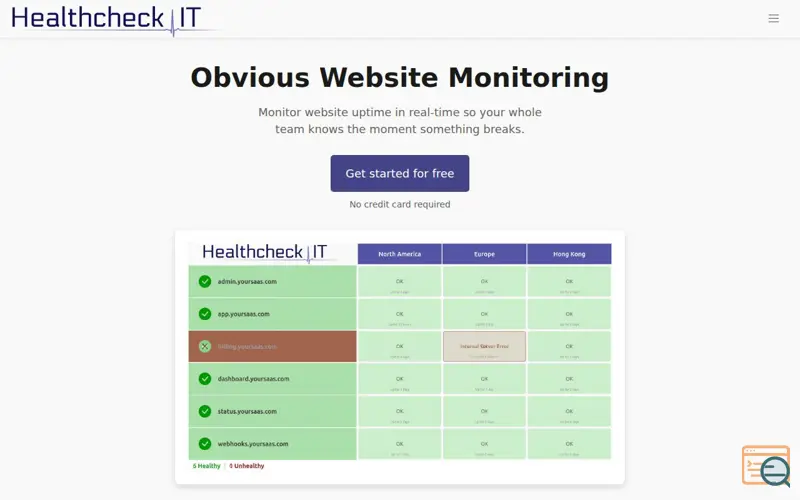 Screenshot of Healthcheck IT