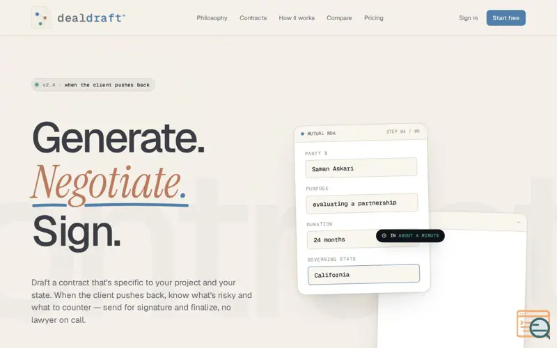 Screenshot of DealDraft