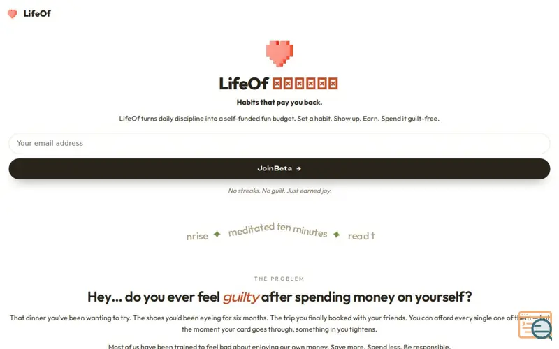 Screenshot of LifeOf — Habits that pay you back.