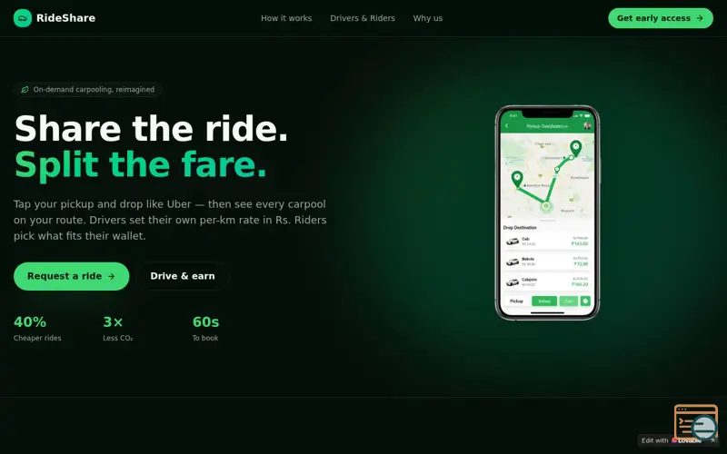 Screenshot of One Demand Carpool (Ride Sharing) App