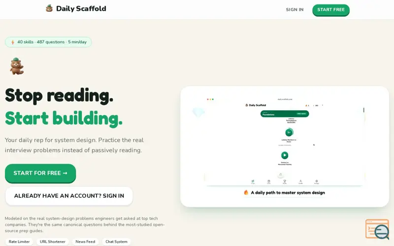 Screenshot of Daily Scaffold