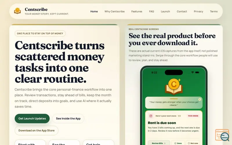 Screenshot of Centscribe