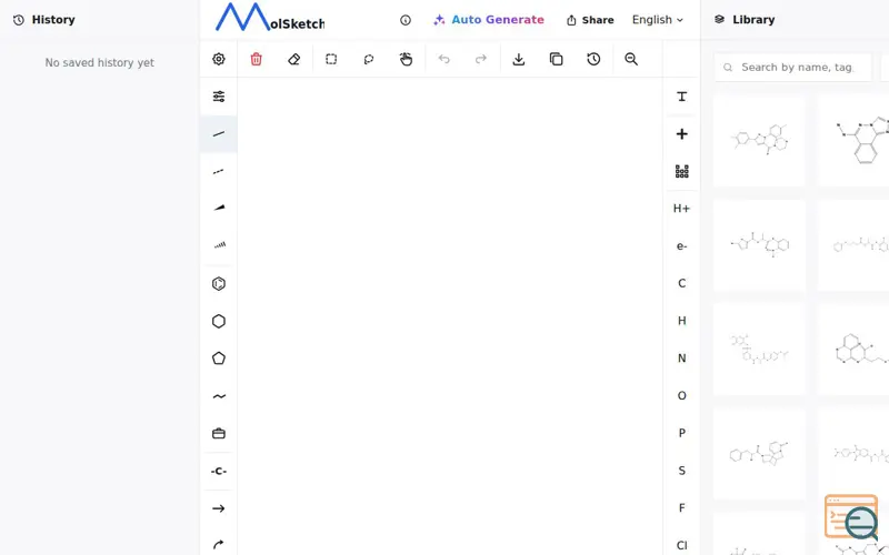 Screenshot of MolSketch, a launch using Onamae.com DNS