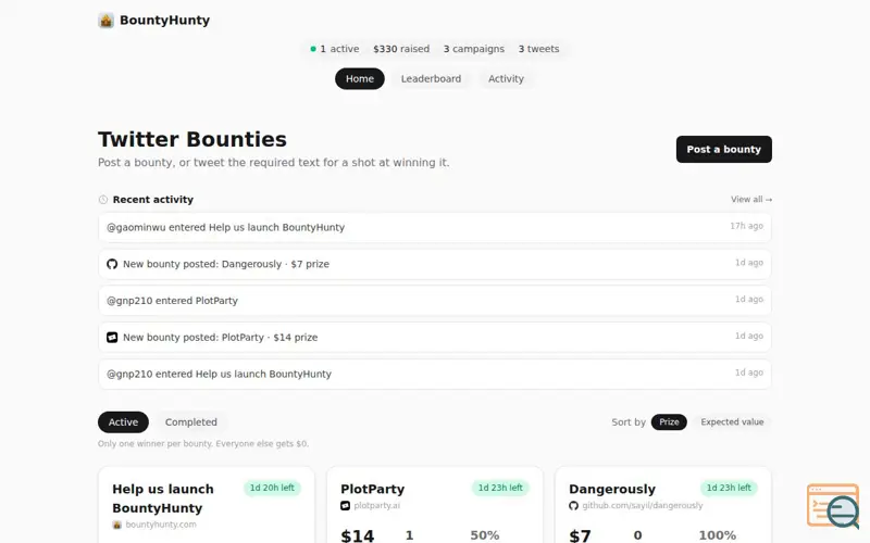 Screenshot of BountyHunty
