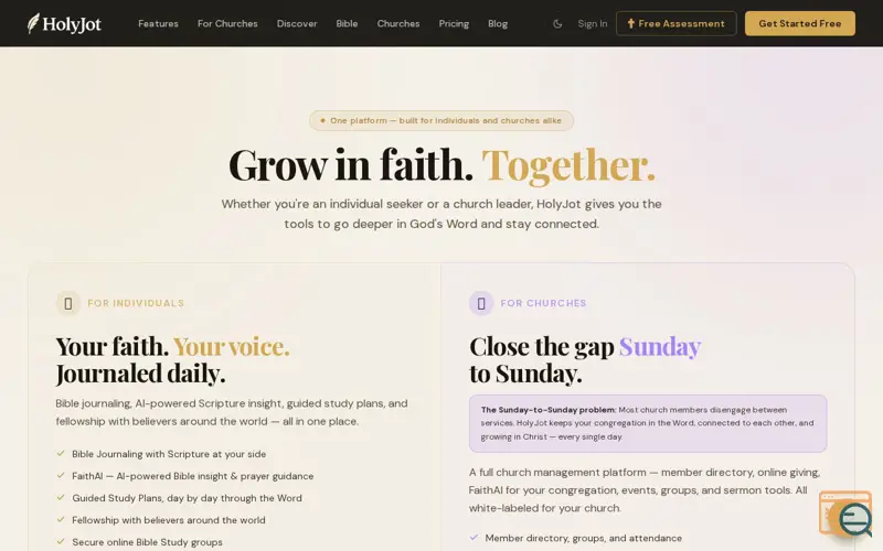 Screenshot of HolyJot