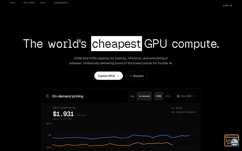 Screenshot of Compute.cheap