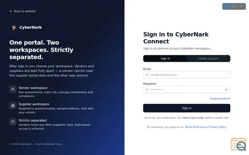 Screenshot of CyberNark Connect
