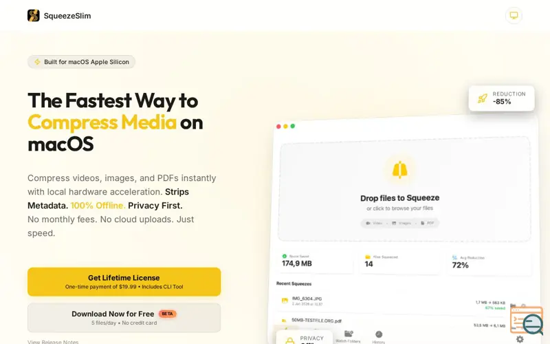 Screenshot of SqueezeSlim