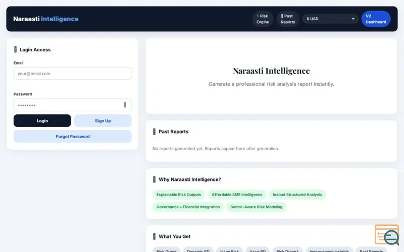 Screenshot of Naraasti Intelligence