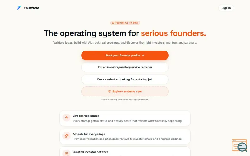 Screenshot of Foundera