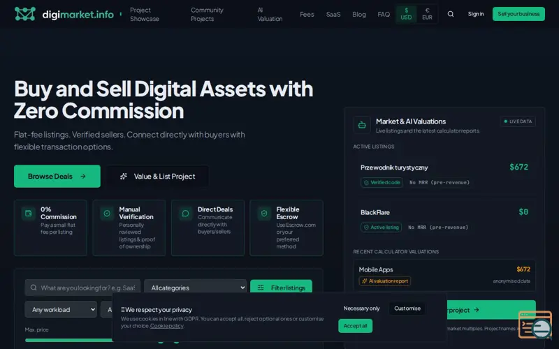 Screenshot of Digimarket.info