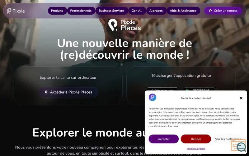 Screenshot of Pixxle Places, a launch using Moonitics