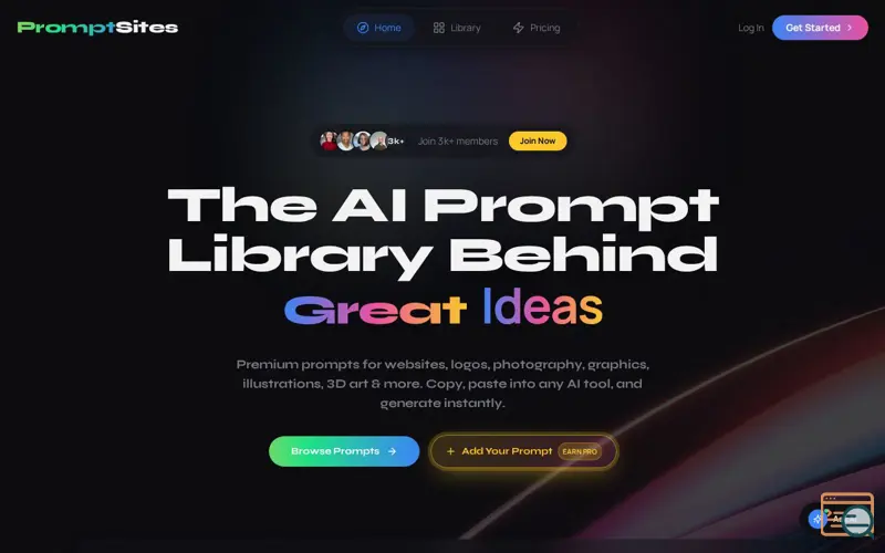 Screenshot of PromptSites