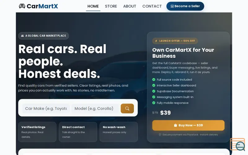 Screenshot of CarMartX