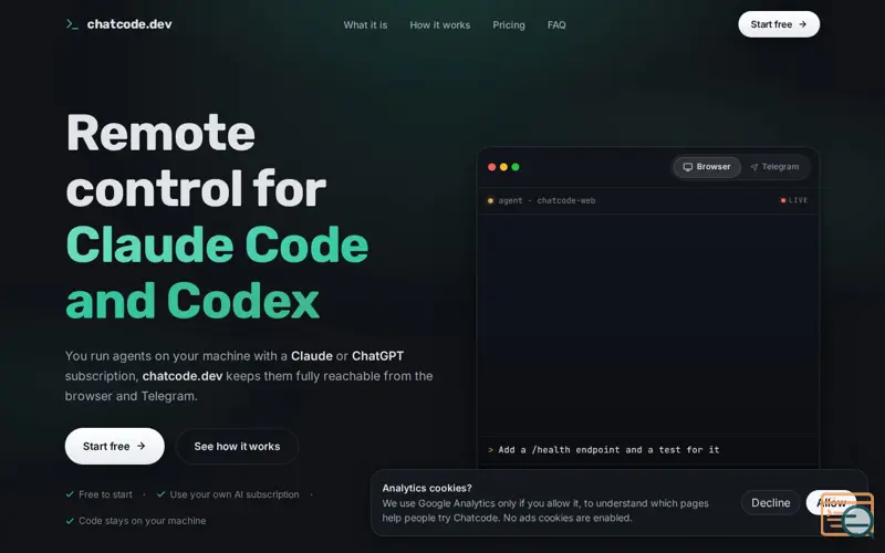 Screenshot of Chatcode