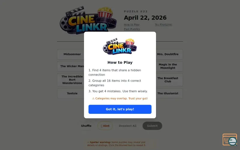 Screenshot of CineLinkr