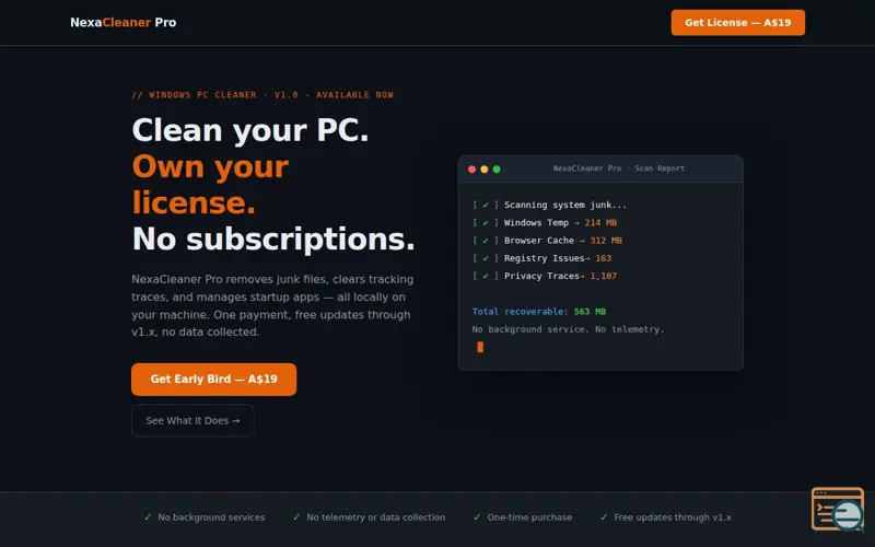 Screenshot of NexaCleaner Pro