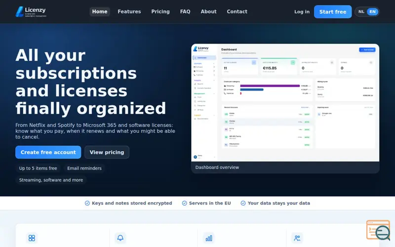 Screenshot of Licenzy