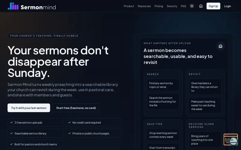 Screenshot of Sermon Mind