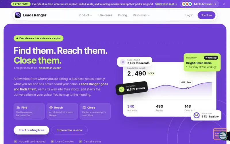 Screenshot of Leads Ranger