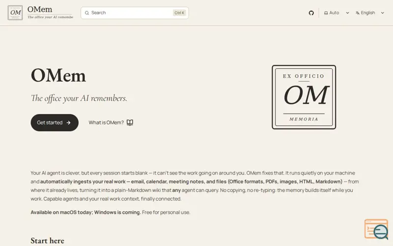 Screenshot of OMem, a launch using Starlight