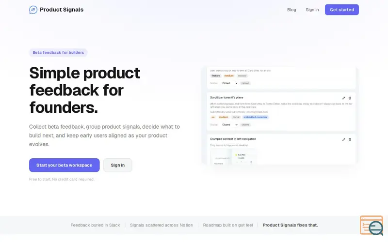 Screenshot of Product Signals