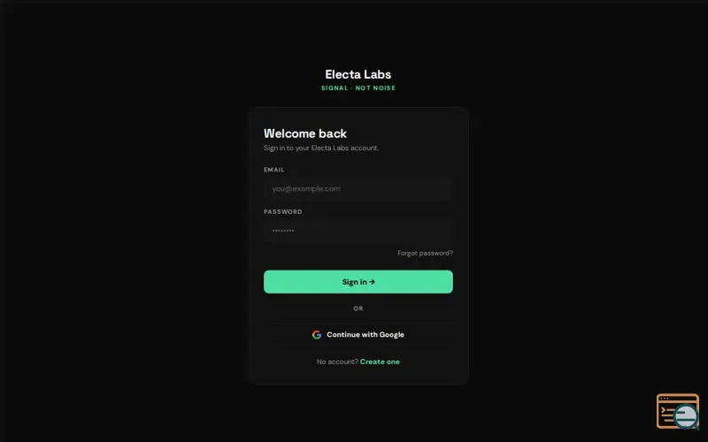 Screenshot of Electa Labs – Real-Time Signals Intel